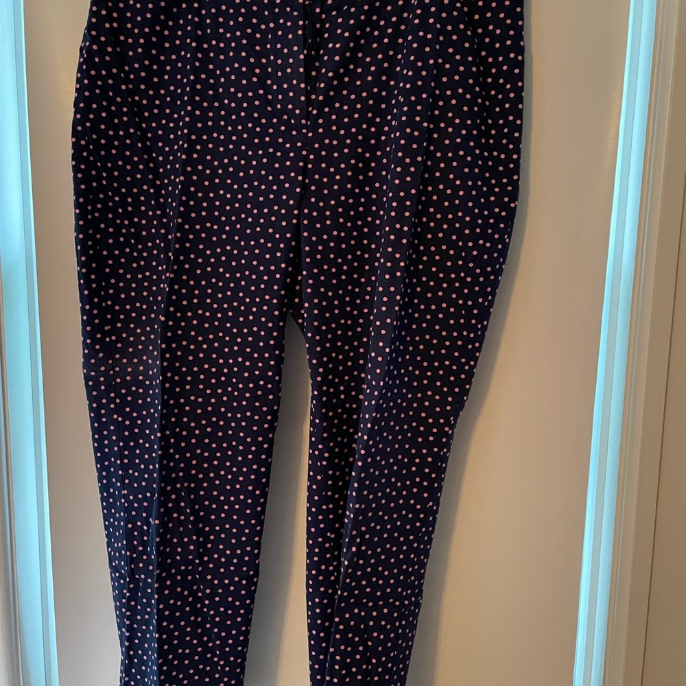 Talbots Navy and Pink Polka Dot Crop Pants